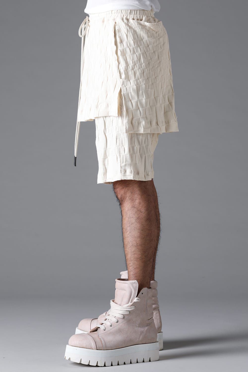 《2026SS先行予約》Gradient Plaid Pattern Layered Shorts"Black / Cream" / グラデーションチェックパターンレイヤードショーツ"ブラック/クリーム"