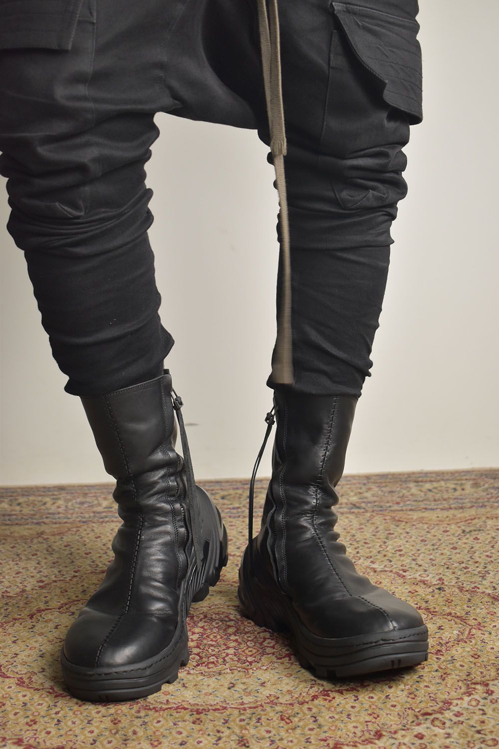Over Lock Side Zip Boots_Maryam Horse Front "Black" / オーバーロックサイドジップブーツ マリアムホースフロント"ブラック"