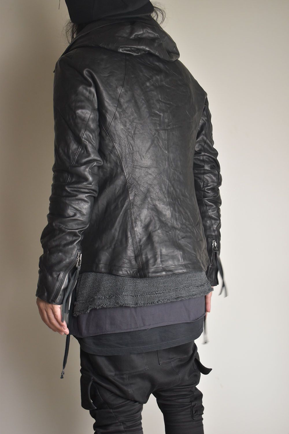 Horse Leather Hood Attachd Jacket "Black" / ホースレザーフードアタッチドジャケット"ブラック"