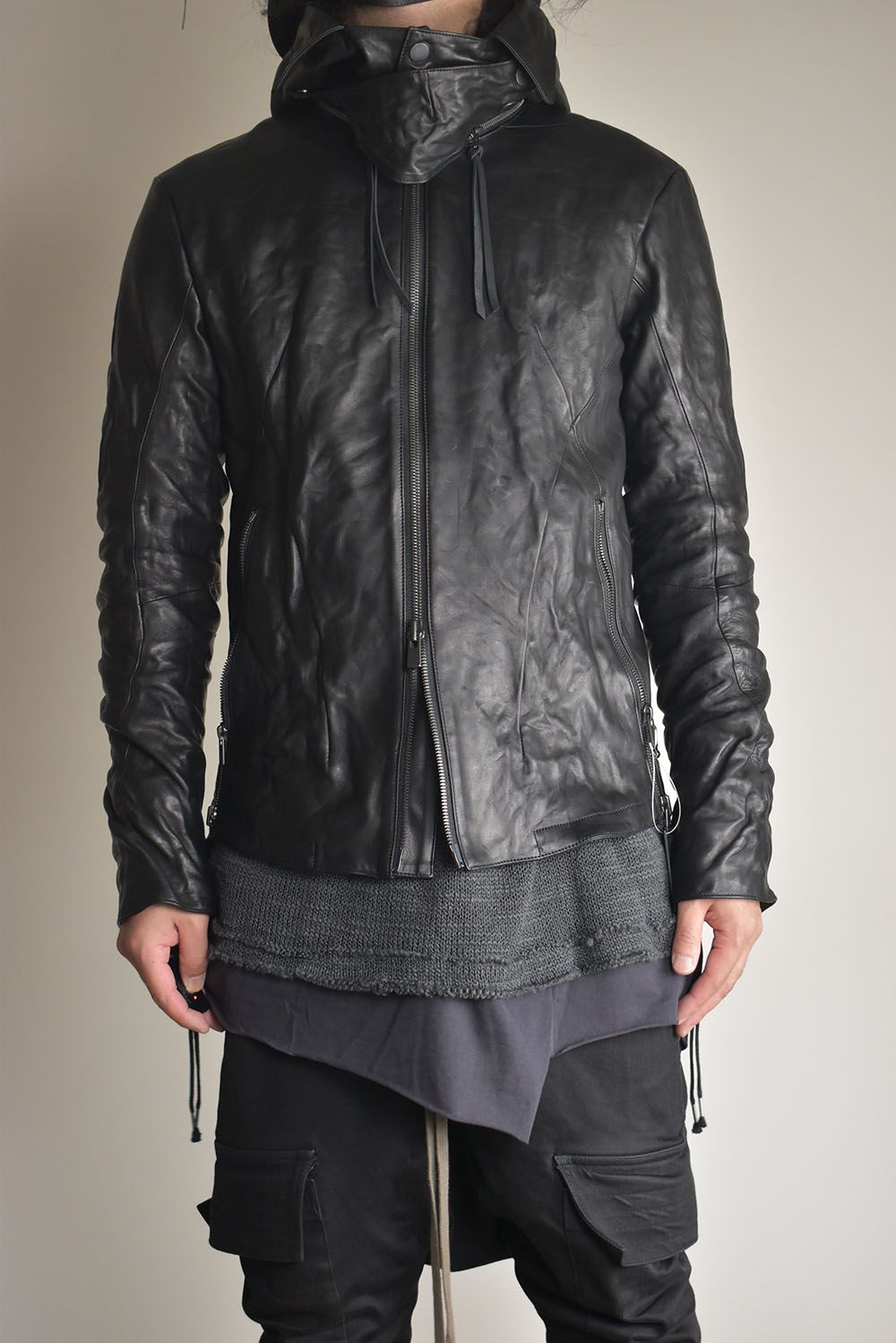 Horse Leather Hood Attachd Jacket "Black" / ホースレザーフードアタッチドジャケット"ブラック"
