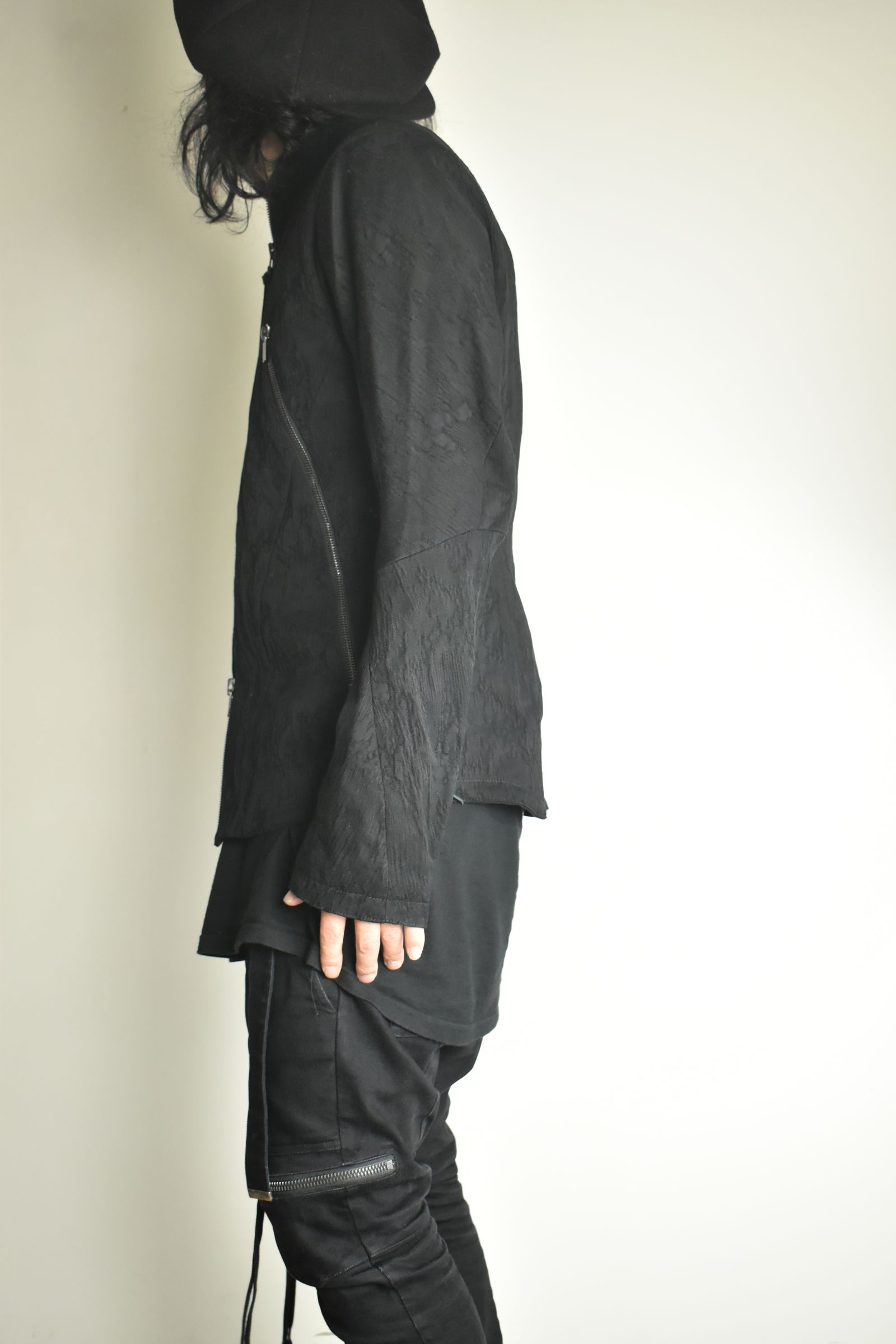 Damage Jacquard Single Rider Jacket"Black" / ダメージジャガードシングルライダースジャケット"ブラック"