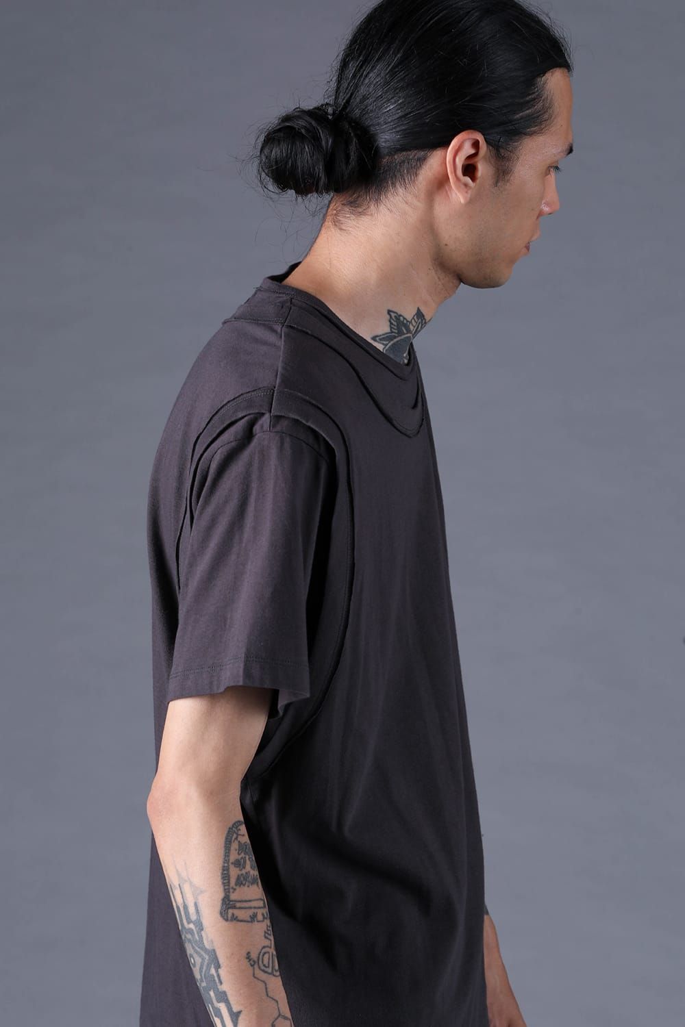 《2027SS先行予約分》30/- Cotton Layered S/S T-Shirt "Black" / Grey / Charcoal" / 30/-天竺レイヤードS/STシャツ "ブラック/グレー/チャコール"