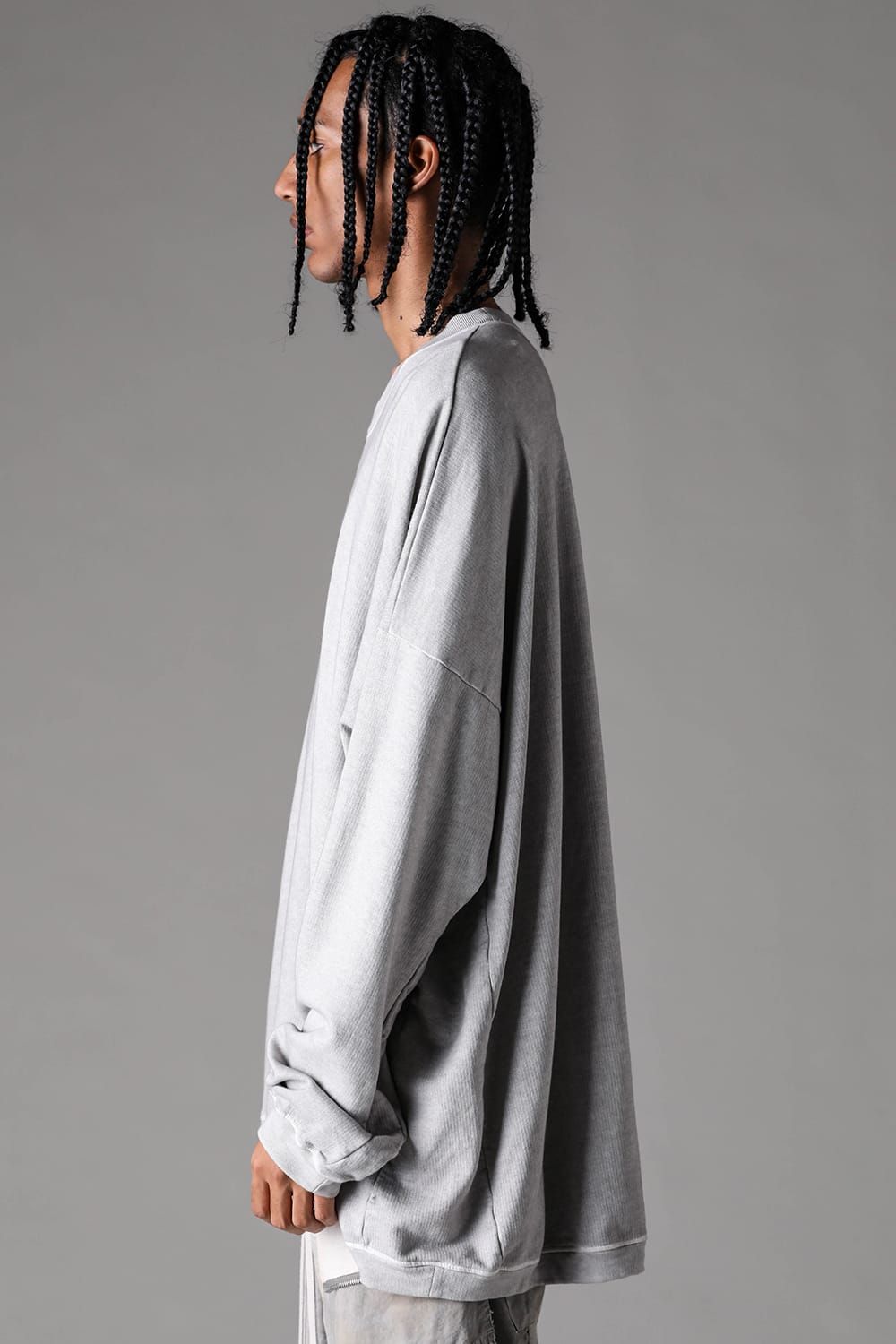 《2027SS先行予約》Sumi Dyed Lightweight French Terry Jumbo Pullover "L.Grey" / 墨染ミニ裏毛ジャンボプルオーバー"ライトグレー"