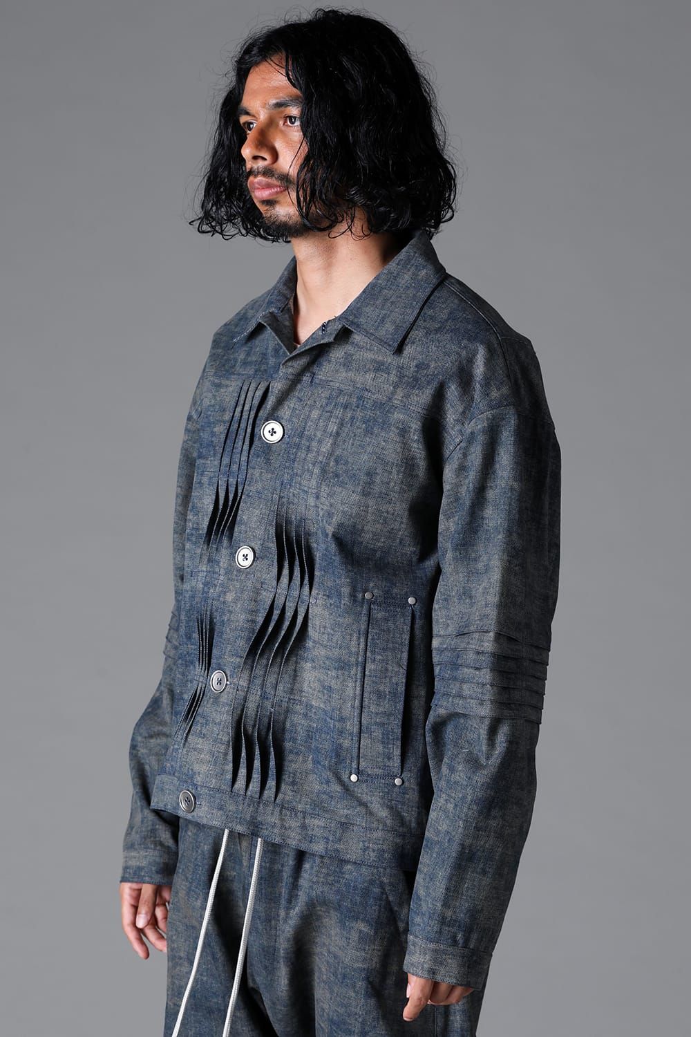 《2026SS先行予約》Blended Shades Denim Pin Tuck Blouson "D.verdigris/L.verdigris/Steel Blue"/ブレンデッドシェイドデニムピンタックブルゾン" / ダークベルディグリ/ライトベルディグリ/スティールブルー"