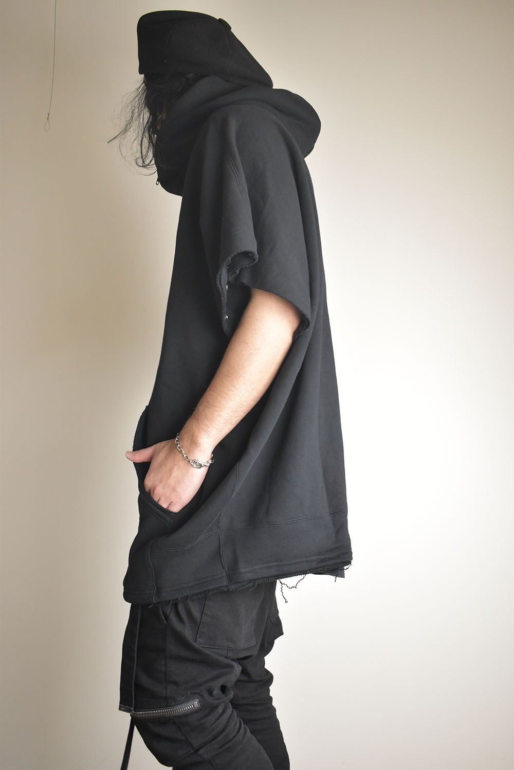 Sweat Oversize Zip Up Hoodie"Black" / スウェットオーバーサイズジップアップパーカ"ブラック"