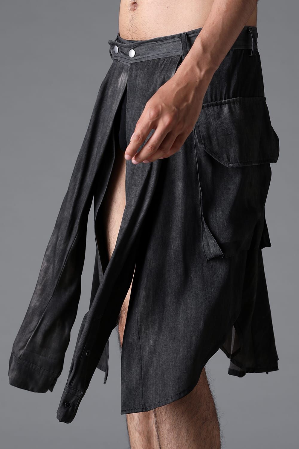 《2026SS先行予約》Sleeve Wrap Skirt"Black / Uneven D.Grey / Uneven Grey" / スリーブラップスカート"ブラック/アンイーブンダークグレー/アンイーブングレー"