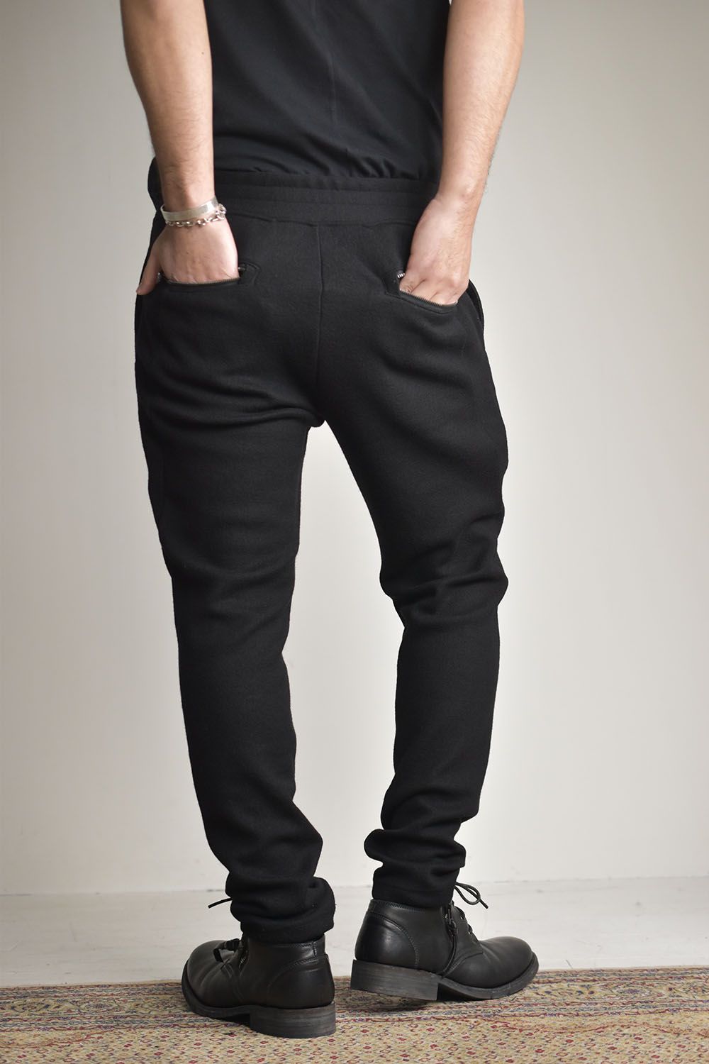Wool Easy Pants"Black"/ウール縮絨イージーパンツ"ブラック"