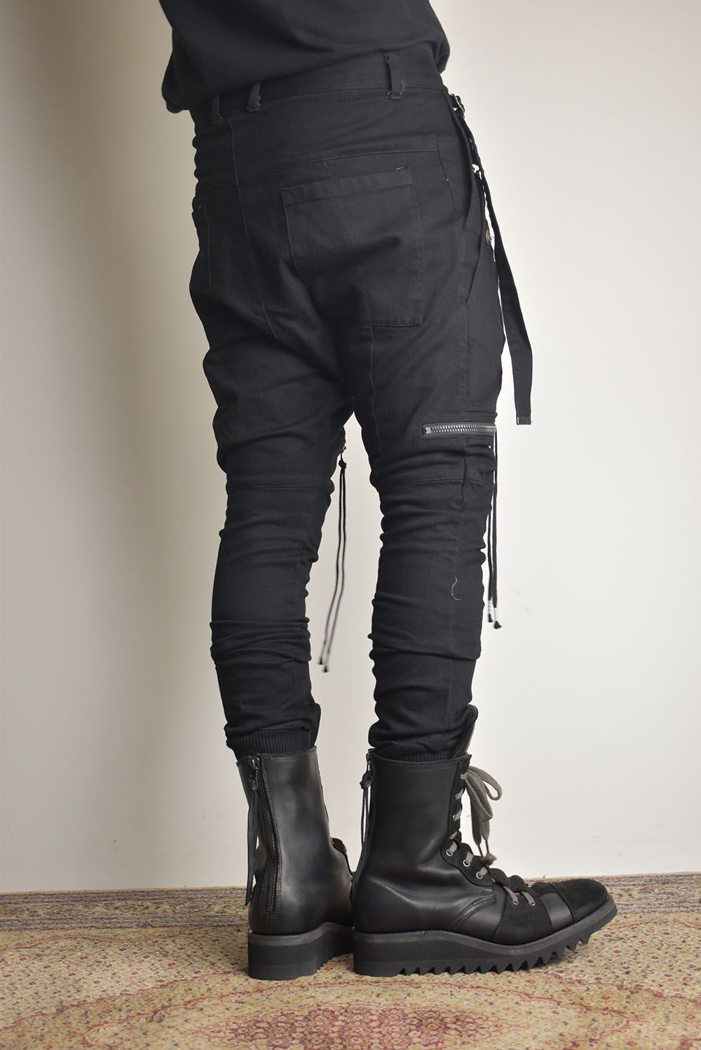 Stretch Denim Salopette Pocket Cargo Jogger Pants "Black" / ストレッチデニムサロペットポケットカーゴジョグパンツ"ブラック"