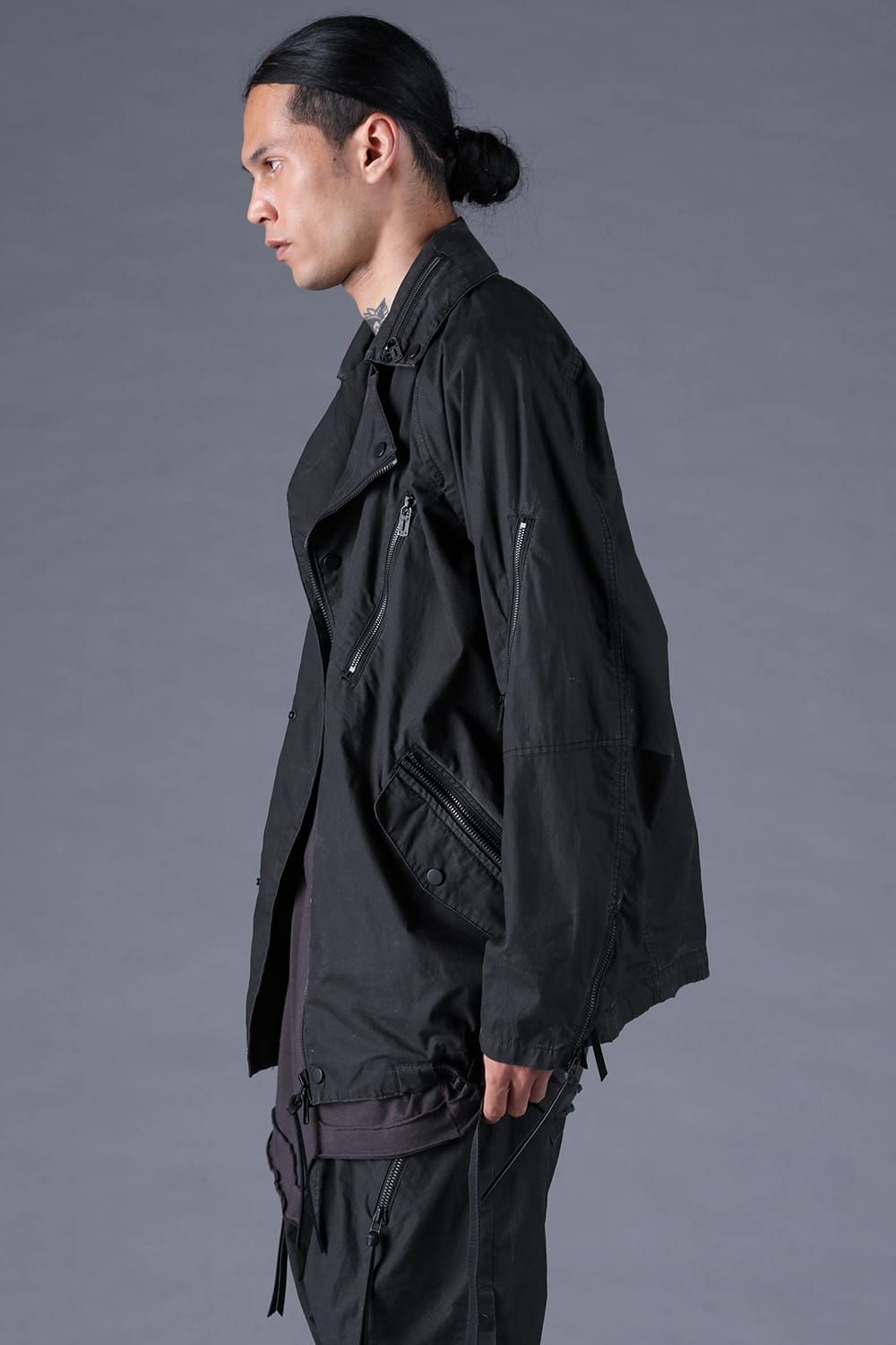 《2027SS先行予約分》Pigment-Coated Rider's Coach Jacket"Black" / 顔料コーティングライダースコーチジャケット"ブラック"