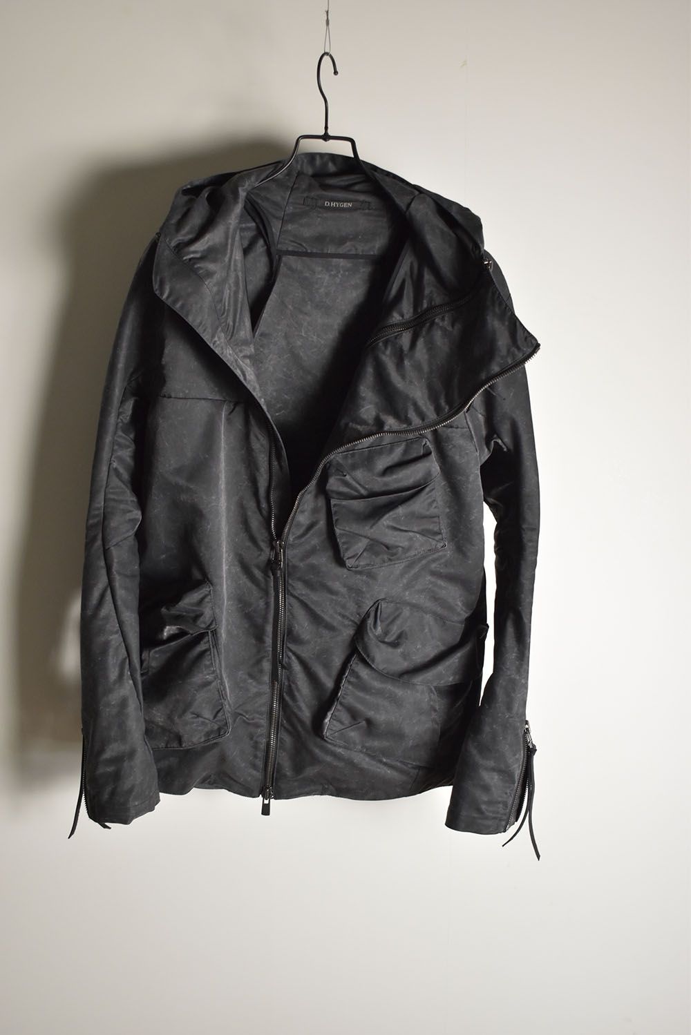 Pigment Coated Washer Nylon Hooded Jacket"Black" / 顔料コーティングワッシャーナイロンフーデットジャケット"ブラック"