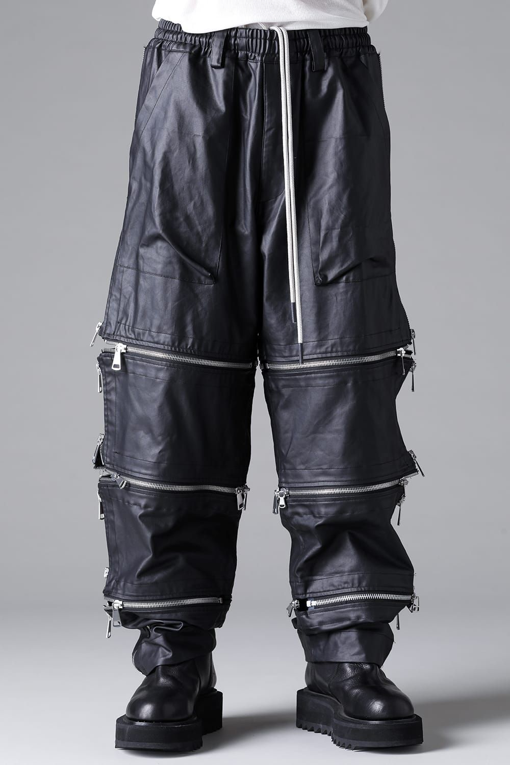 《2026SS先行予約》Matte Coating Zip Wide Pants"Black" / マットコーティングジップワイドパンツ"ブラック"