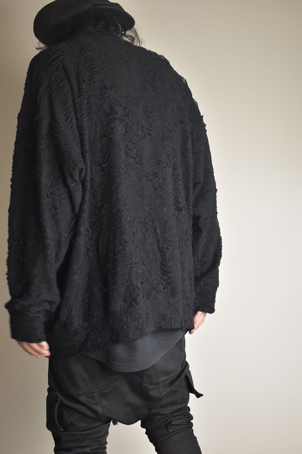 Damage Pile Jumbo Cardigan"Black" / ダメージパイル ジャンボカーディガン"ブラック"