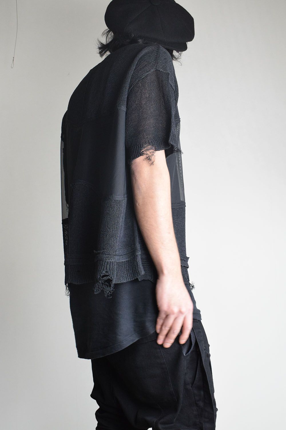 Dock Reverse Knit Tee"Black" / ドッキングリバースニットTee"Black"