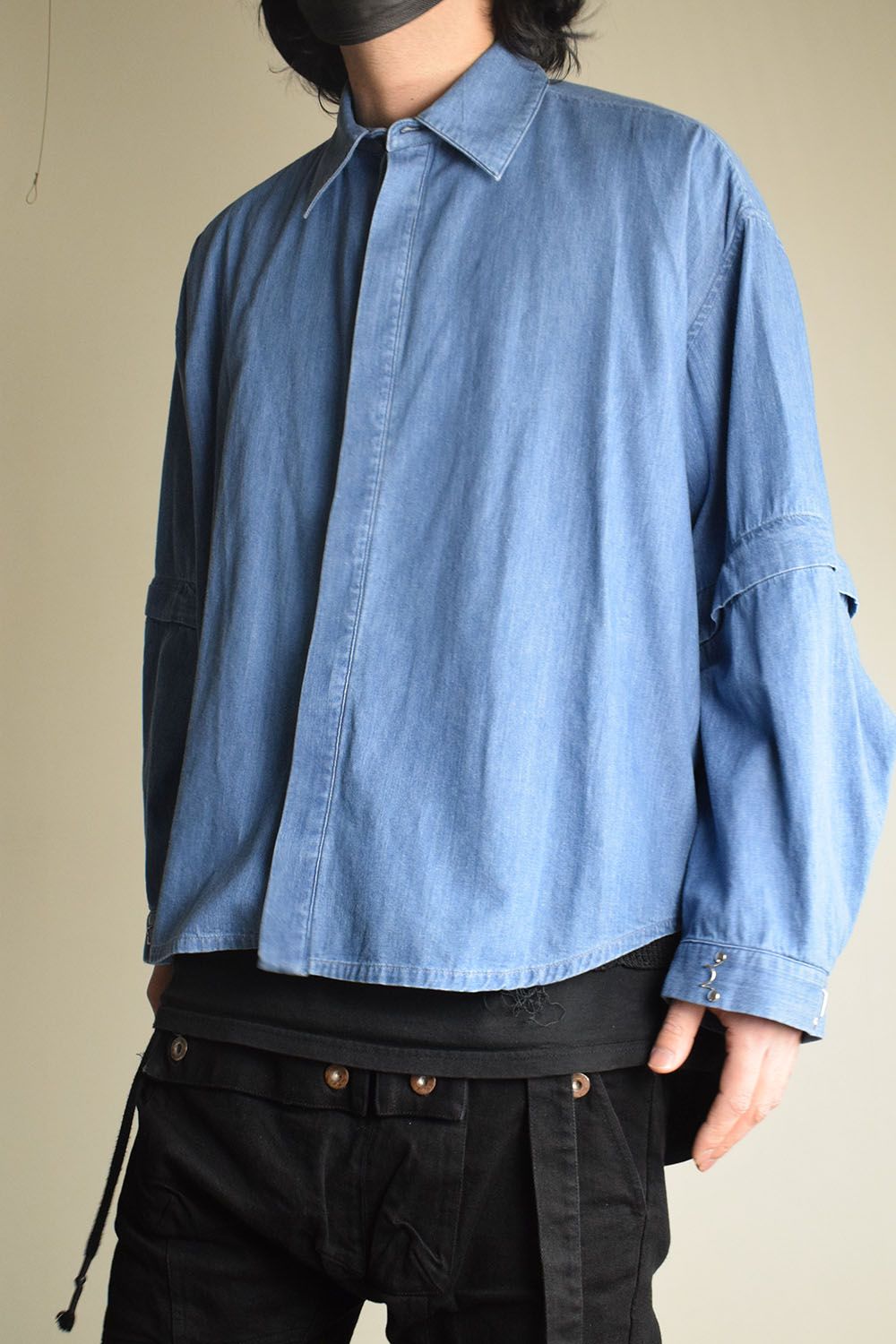 Detachable Sleeve Hook Cuff Shirt"Blue Washed" / デタッチャブルスリーブホックカフスシャツ"ブルーウォッシュド"