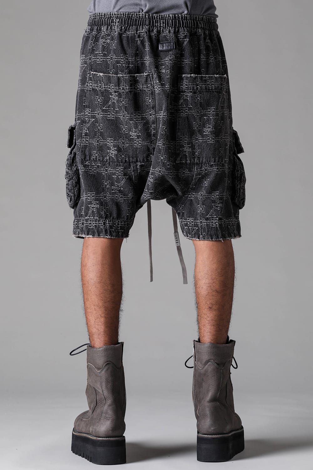 《2027SS先行予約》Jacgurd Denim Sarrouel Shorts "Black / Blue" / ジャガードデニムサルエルショーツ"ブラック/ブルー"