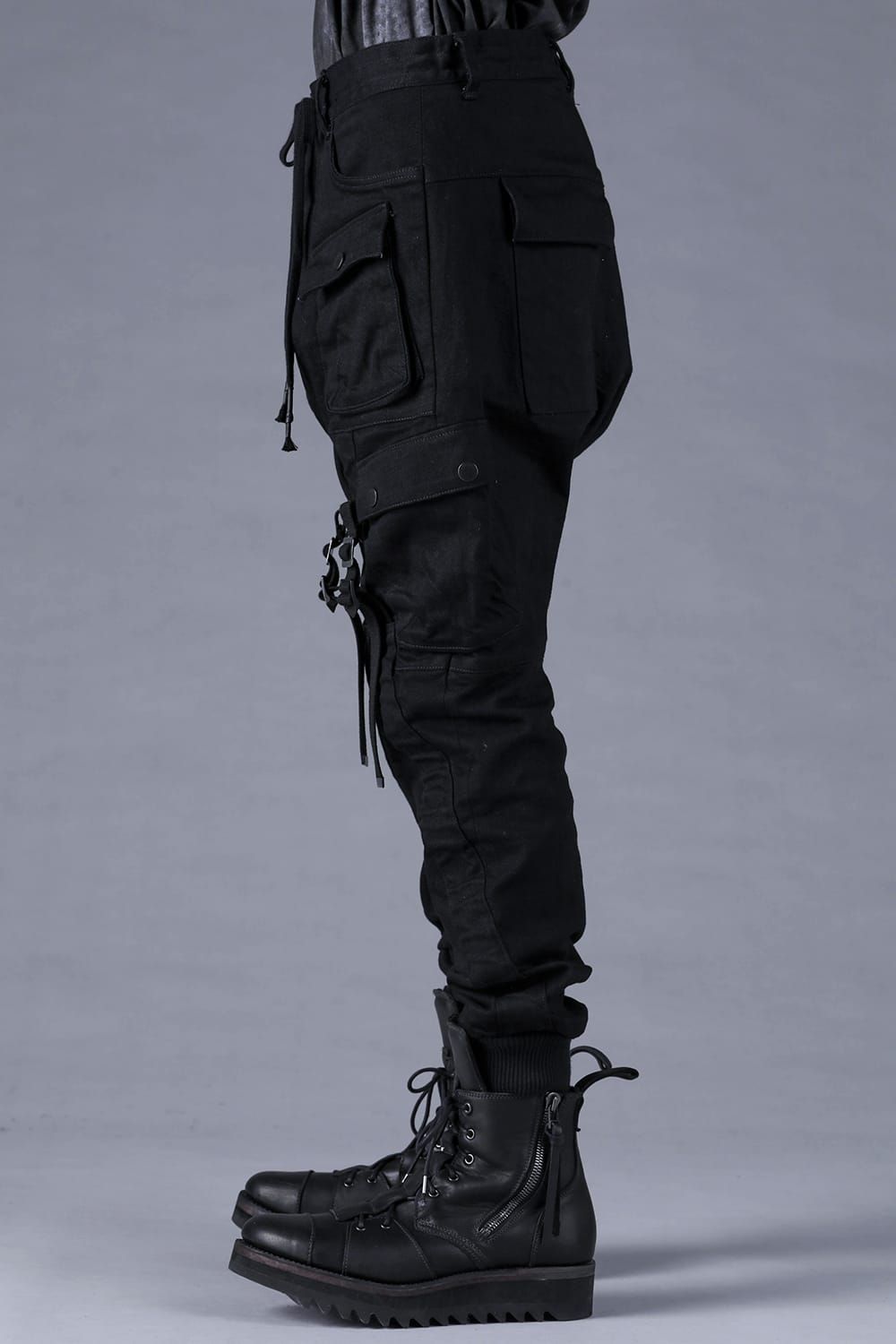 Stretch Denim Belt-Adjustable Cargo Jogger Pants"Black" / ストレッチデニムベルトアジャストカーゴジョグパンツ"ブラック"