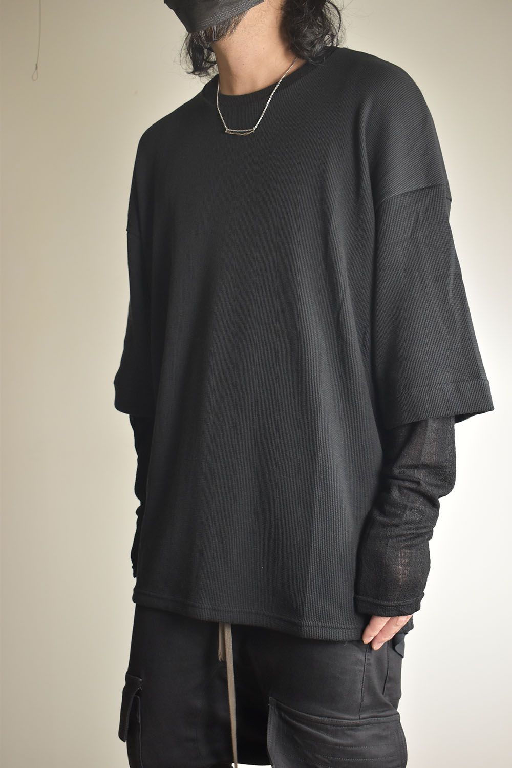Layered Crew Neck Top"Black" / レイヤードクルーネックトップ"ブラック"