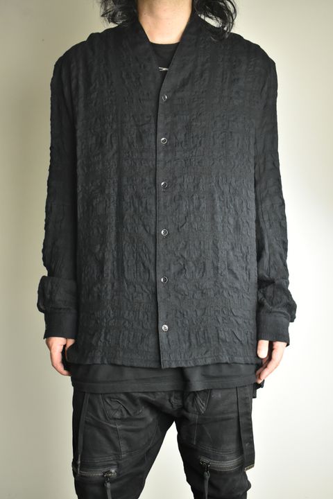 Shadow Check Shawl Collar Shirt"Black" / シャドウチェックショールカラーシャツ"ブラック"