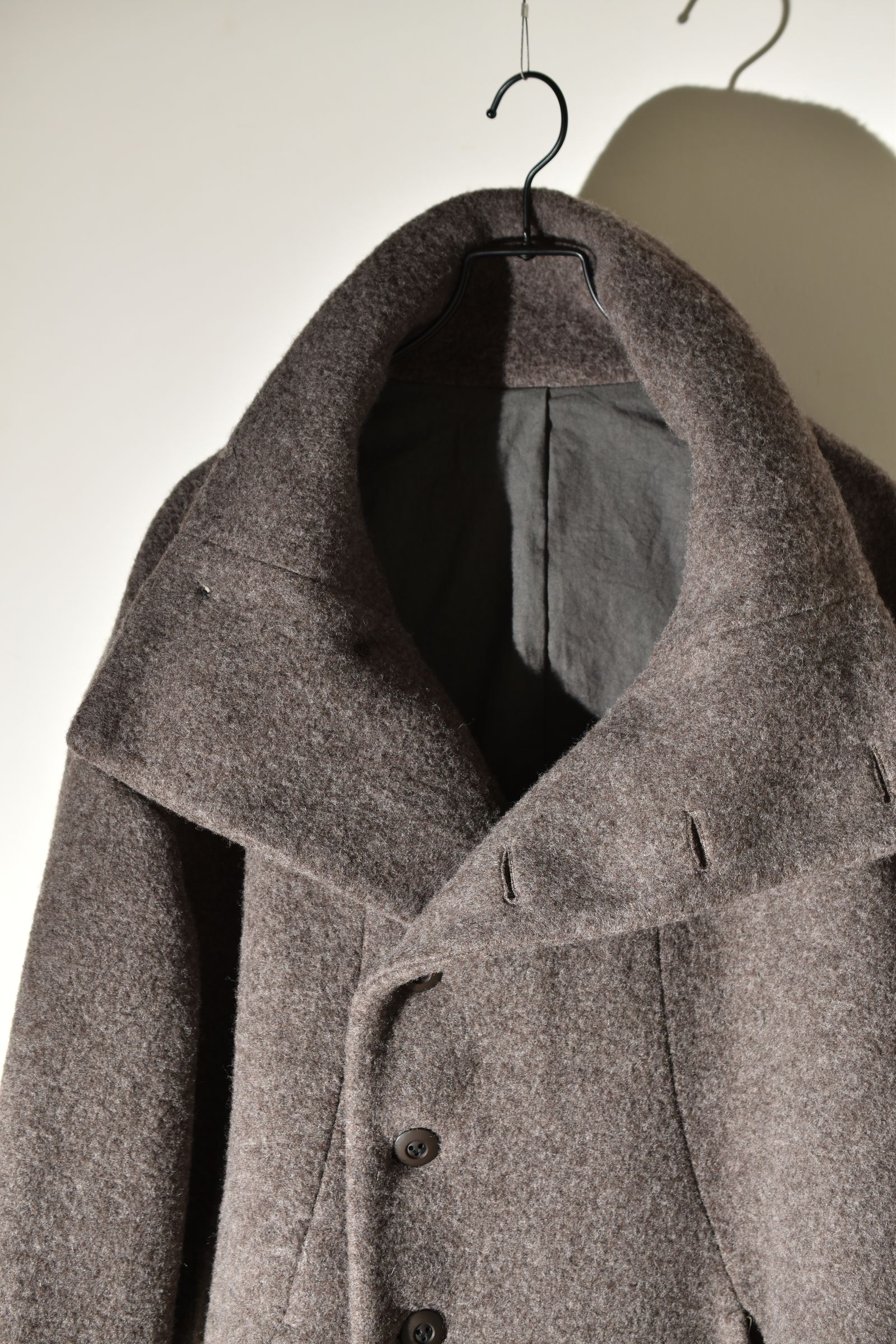 Wool Pile High Neck Coat "GreyBeige" / ウールパイルハイネックコート"グレーベージュ"