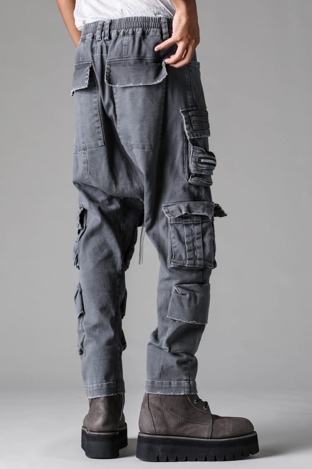 《2027SS先行予約》Vintage Dyed Sarrouel Flare Pants"D.Grey" / ヴィンテージダイサルエルフレアパンツ"ダークグレー"