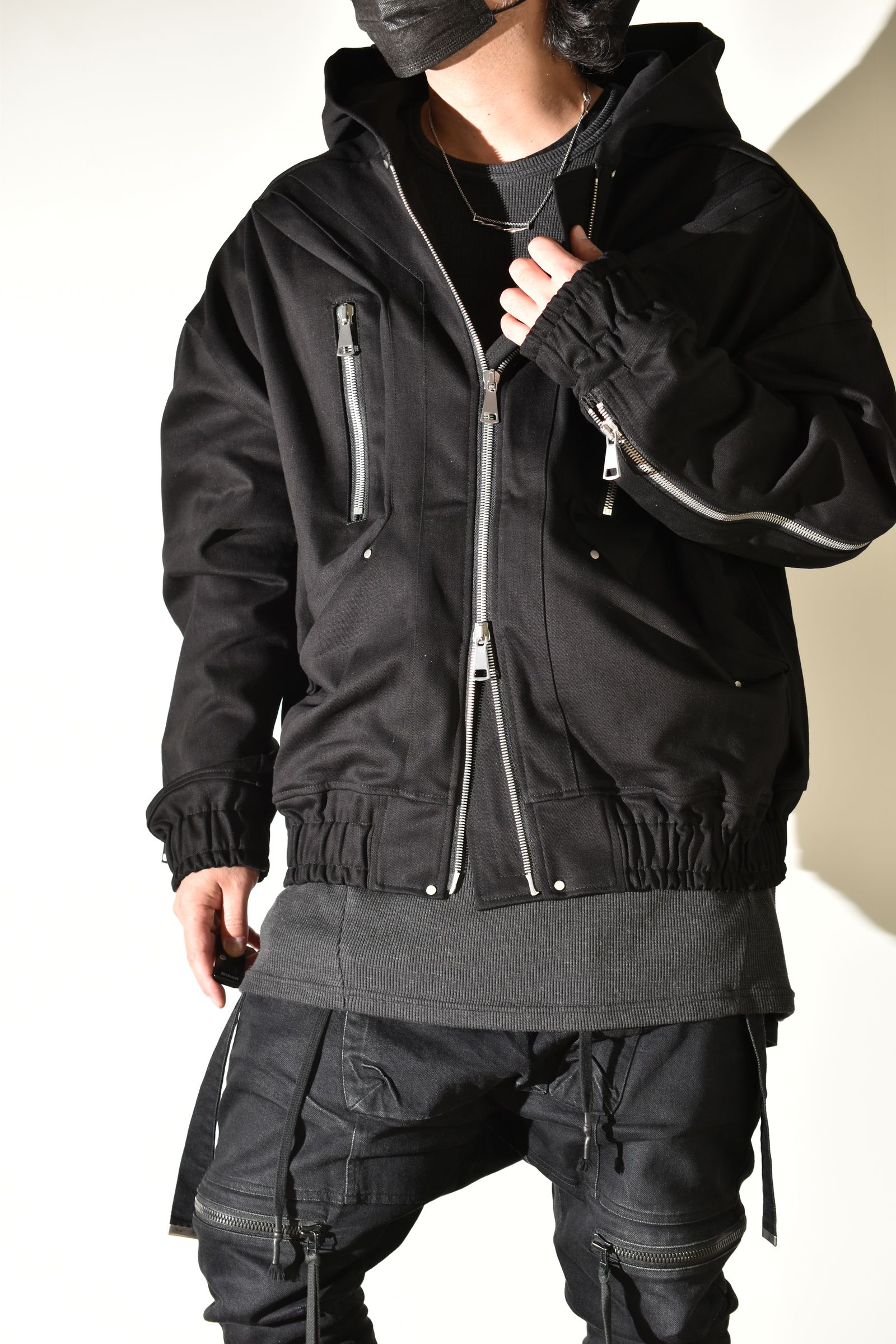 Denim Zip Hoodie Blouson"Black" / デニムジップフーディブルゾン"ブラック"