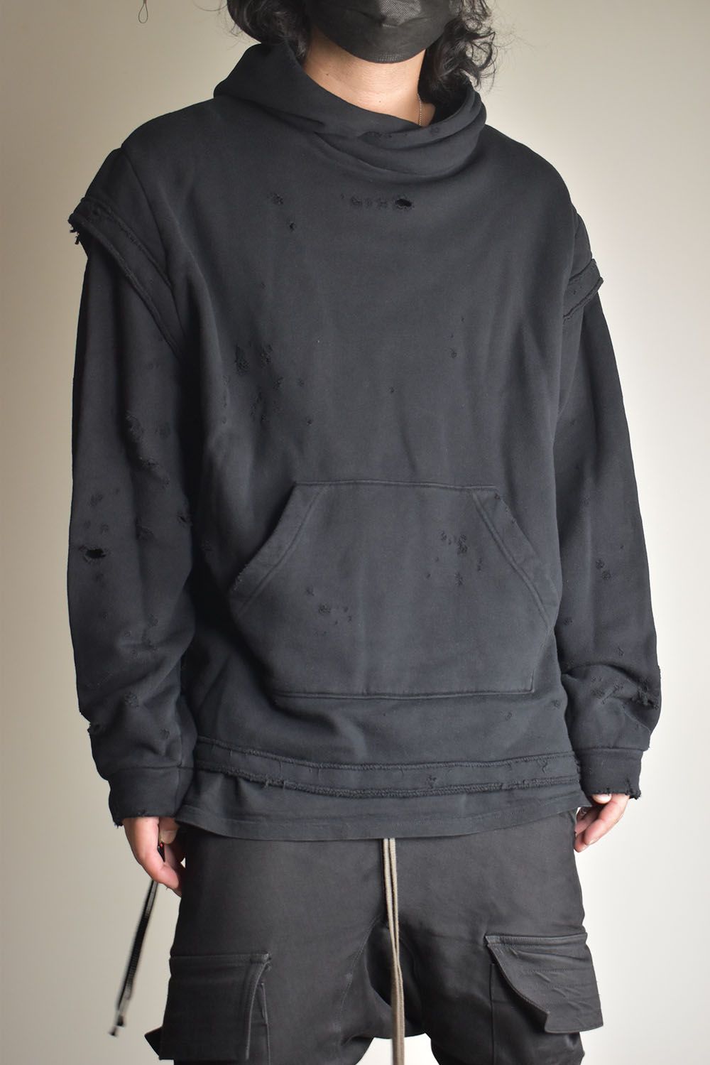 Untwisted Sweat Oversized Pullover Hoodie "Black" / 無撚糸裏毛オーバーサイズプルオーバーフーディー"ブラック"