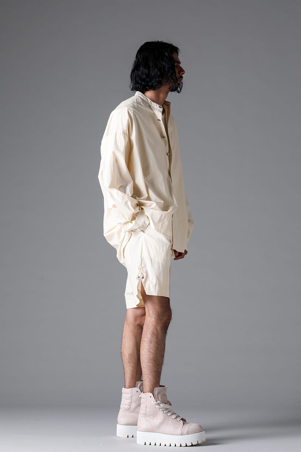 《2026SS先行予約》Stand Collar Shirts "Black / Cream /Soil" / スタンドカラーシャツ"ブラック/クリーム/ソイル"