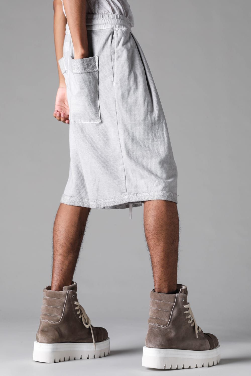 《2027SS先行予約》Sumi Dyed Lightweight French Terry Wide Shorts"L.Grey  / D.Grey" / 墨染ミニ裏毛ワイドショーツ"ライトグレー / ダークグレー"