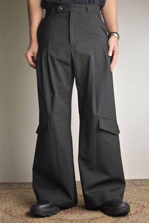 Shingle Flap Baggy Trousers "Black" / シンフラップバギートラウザー"ブラック"
