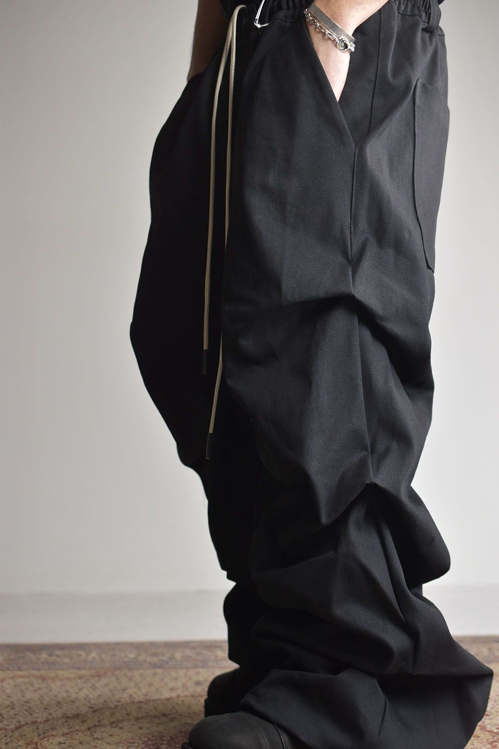 《2025AW先行予約》Denim Tuck Wide Pants"Black/Navy"/デニムタックワイドパンツ"ブラック/ネイビー"