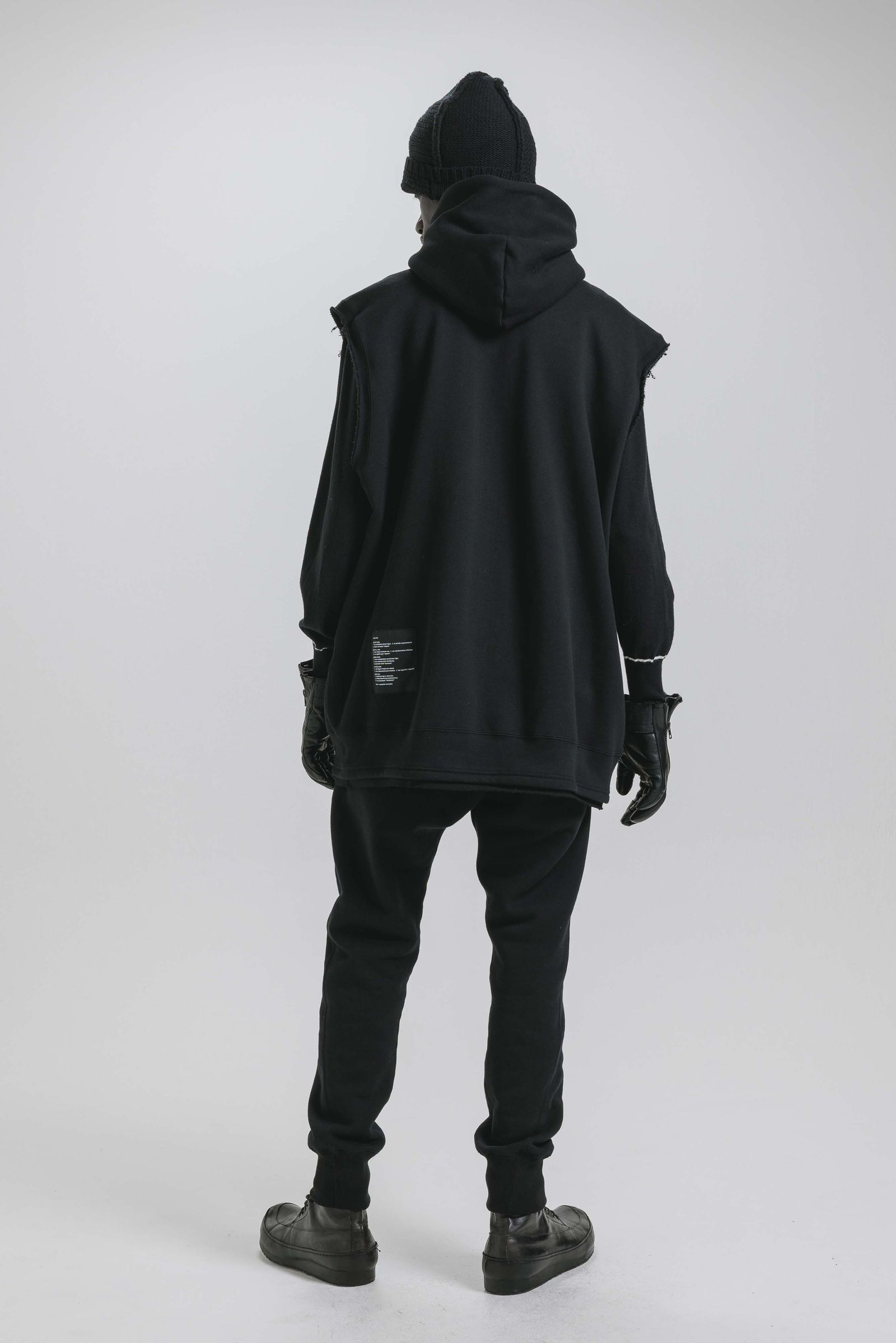 Over Size Sleeve Less Zip Up Parker"Black" / オーバーサイズスリーブレスジップアップパーカー"ブラック"