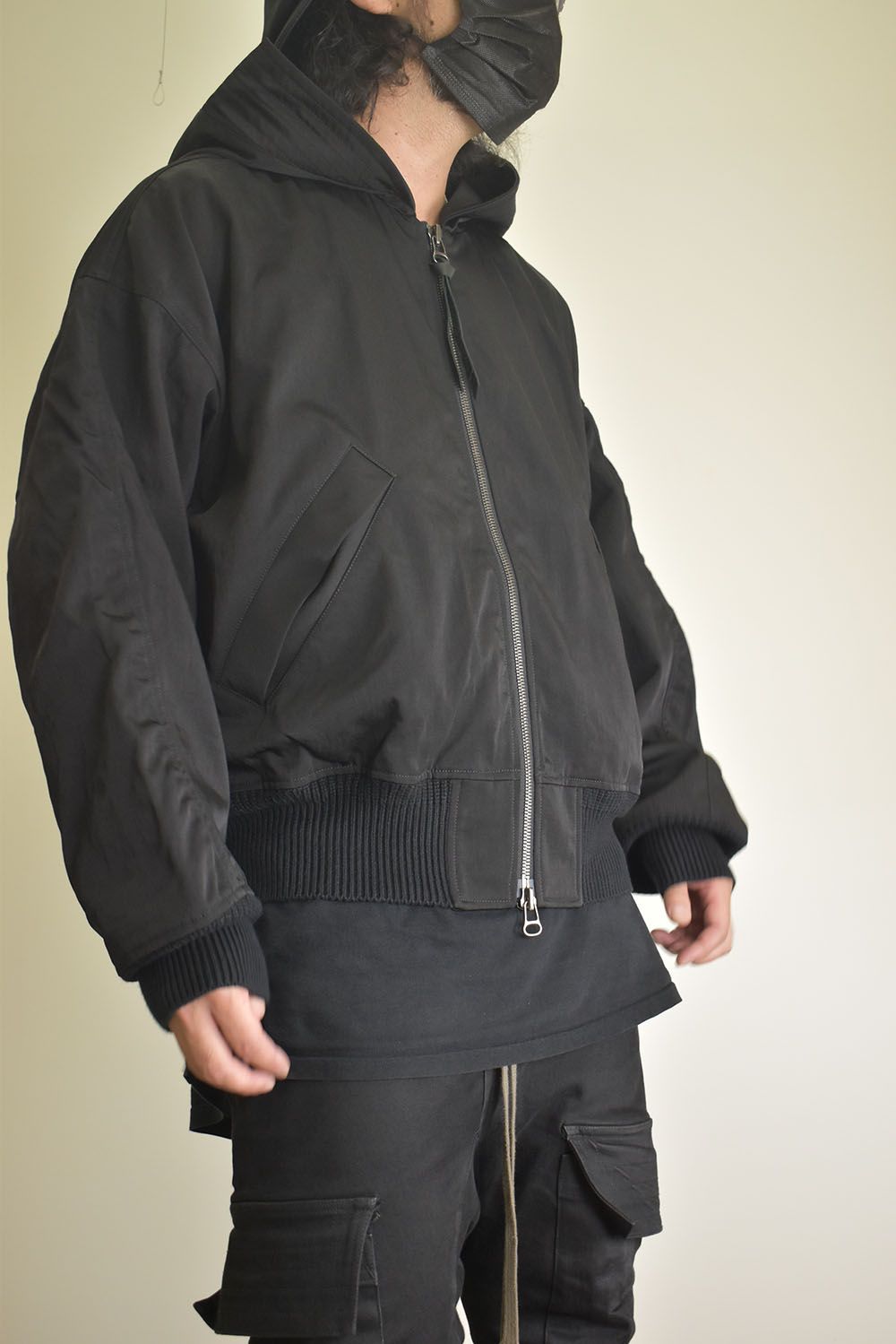 Nylon Wool Twill Hooded Jacket"Black" / ナイロンウールツイルフーデッドジャケット"ブラック"