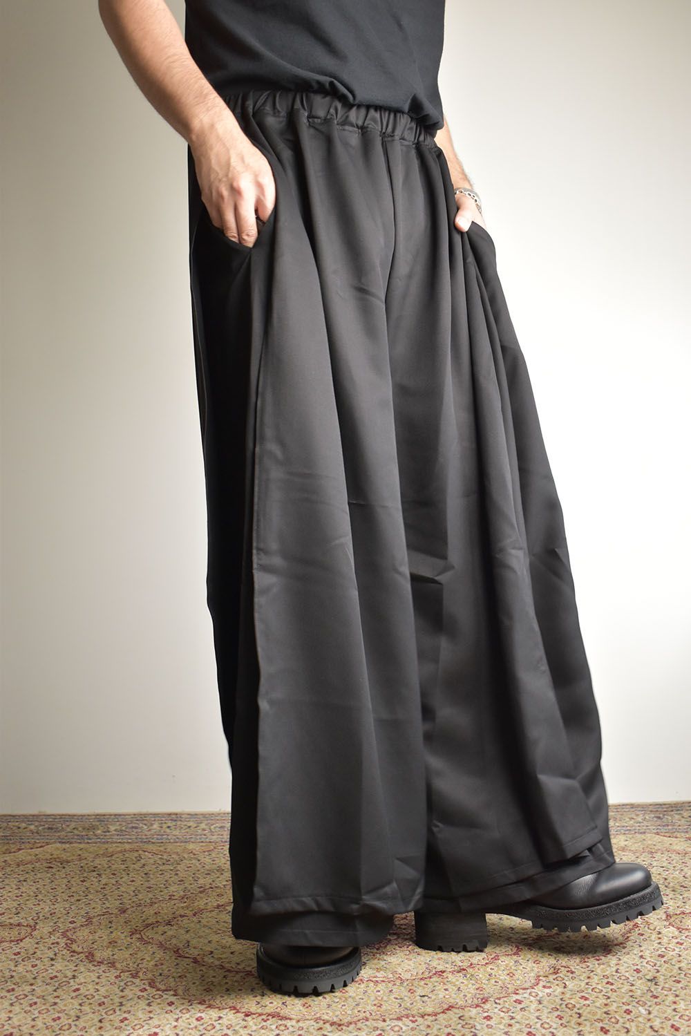 Layerd Slit Hakama Pants"Black" / レイヤードスリット袴パンツ"ブラック"