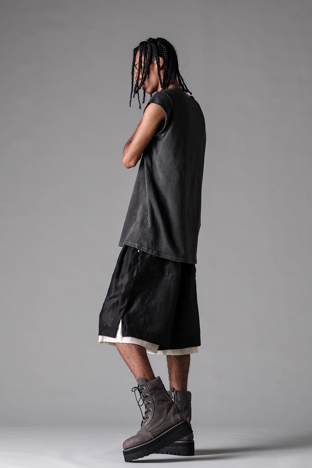 《2027SS先行予約》Sumi Dyed Lightweight French Terry Tank Top "D.Grey" / 墨染ミニ裏毛タンクトップ"ダークグレー"