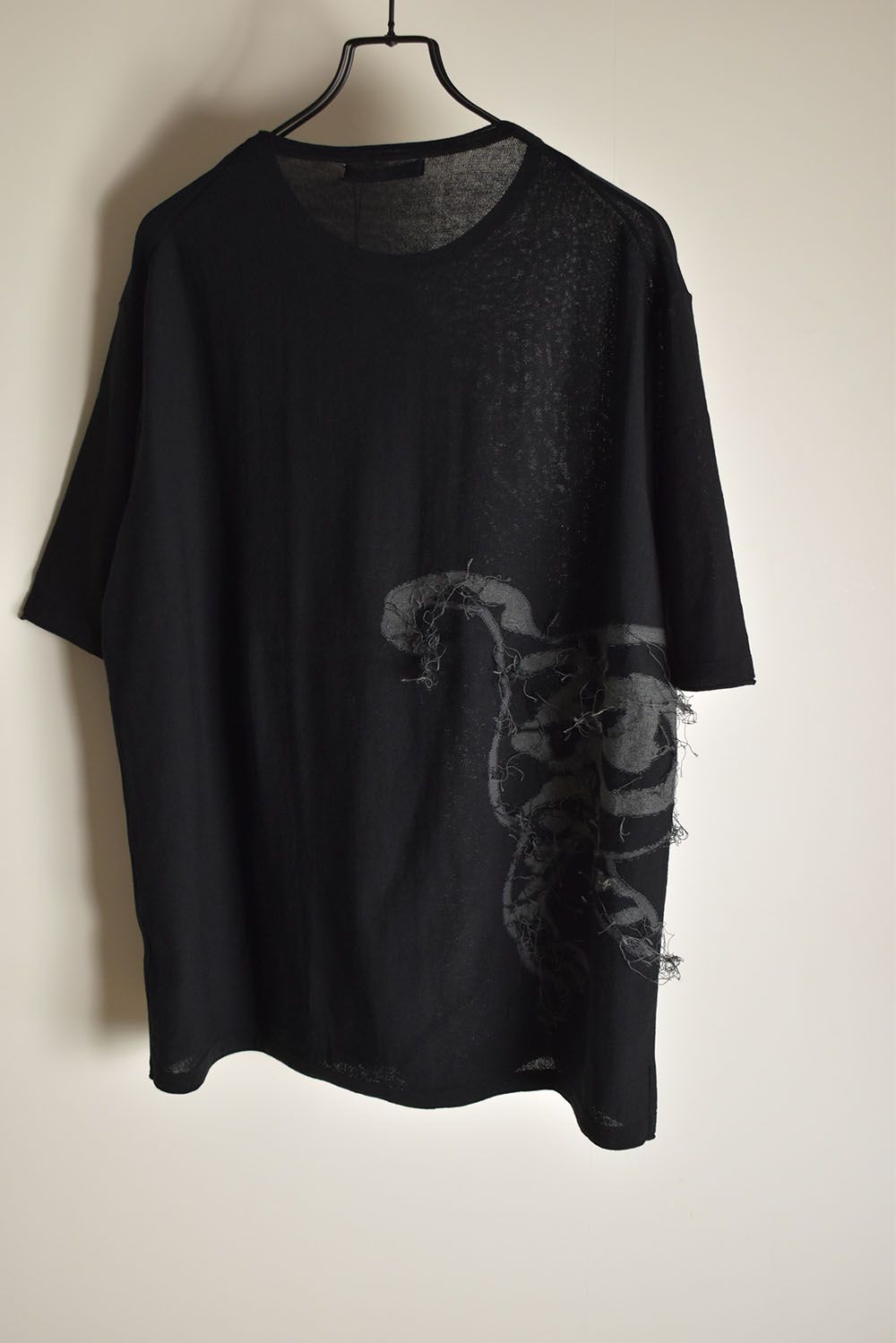 Over Sized Short Sleeve 14GG Knit Pullover"Black"/オーバーサイズドショートスリーブニットプルオーバー"ブラック"