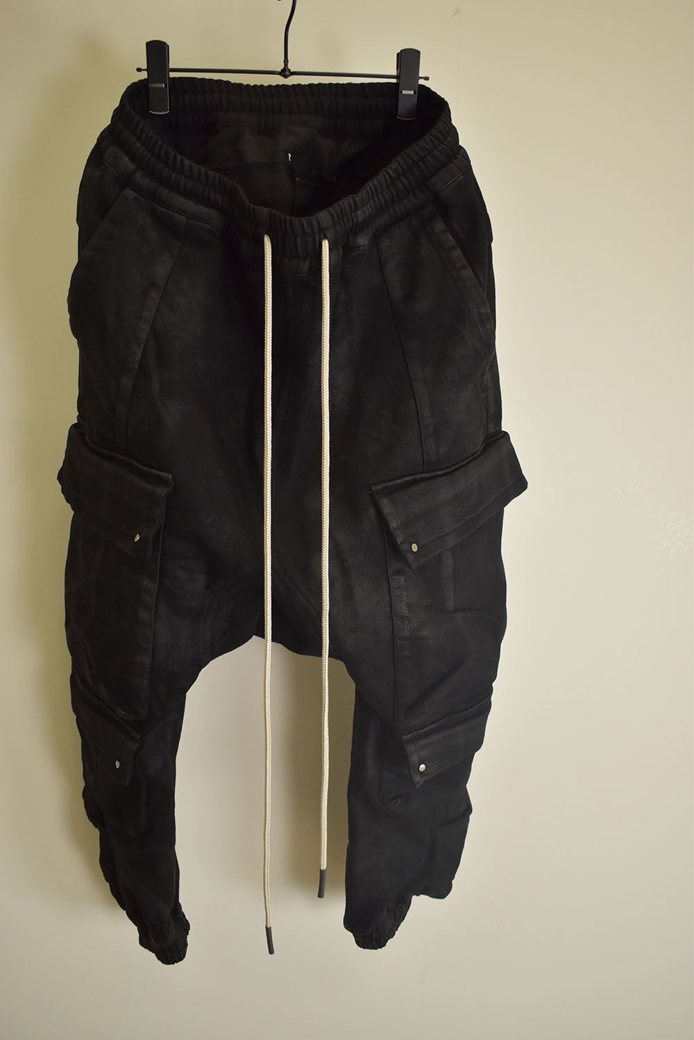 Coating Bonding Sarouel Cargo Jogger Denim"Black" / コーティングボンディングサルエルカーゴジョガーデニム"ブラック"
