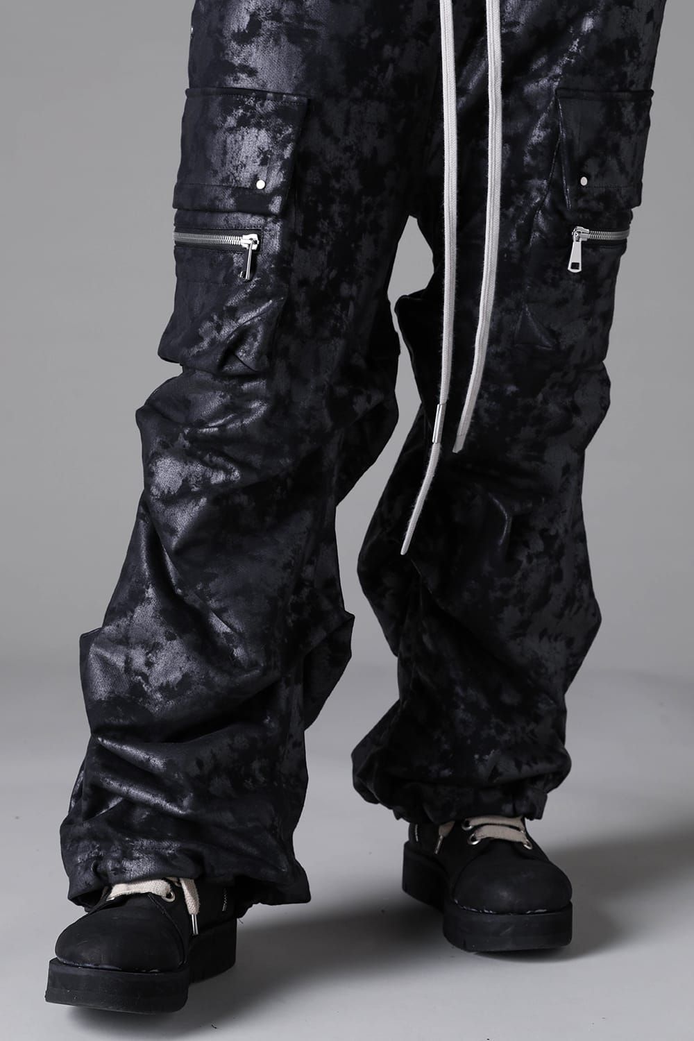《2026AW先行予約》Sweat Cargo Tuck Wide Pants"Black / L.Grey" / スウェットカーゴタックワイドパンツ"ブラック/ライトグレー"