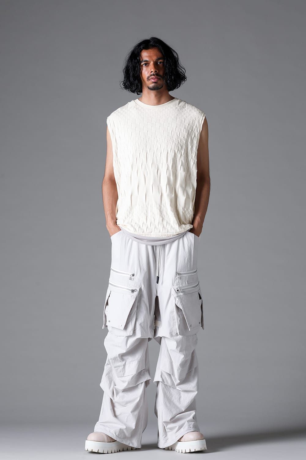 《2026SS先行予約》Gradient Plaid Pattern Shiva Long Sleeve Tee "Black / Cream" / グラデーションチェックパターンシヴァロングスリーブ"ブラック/クリーム"