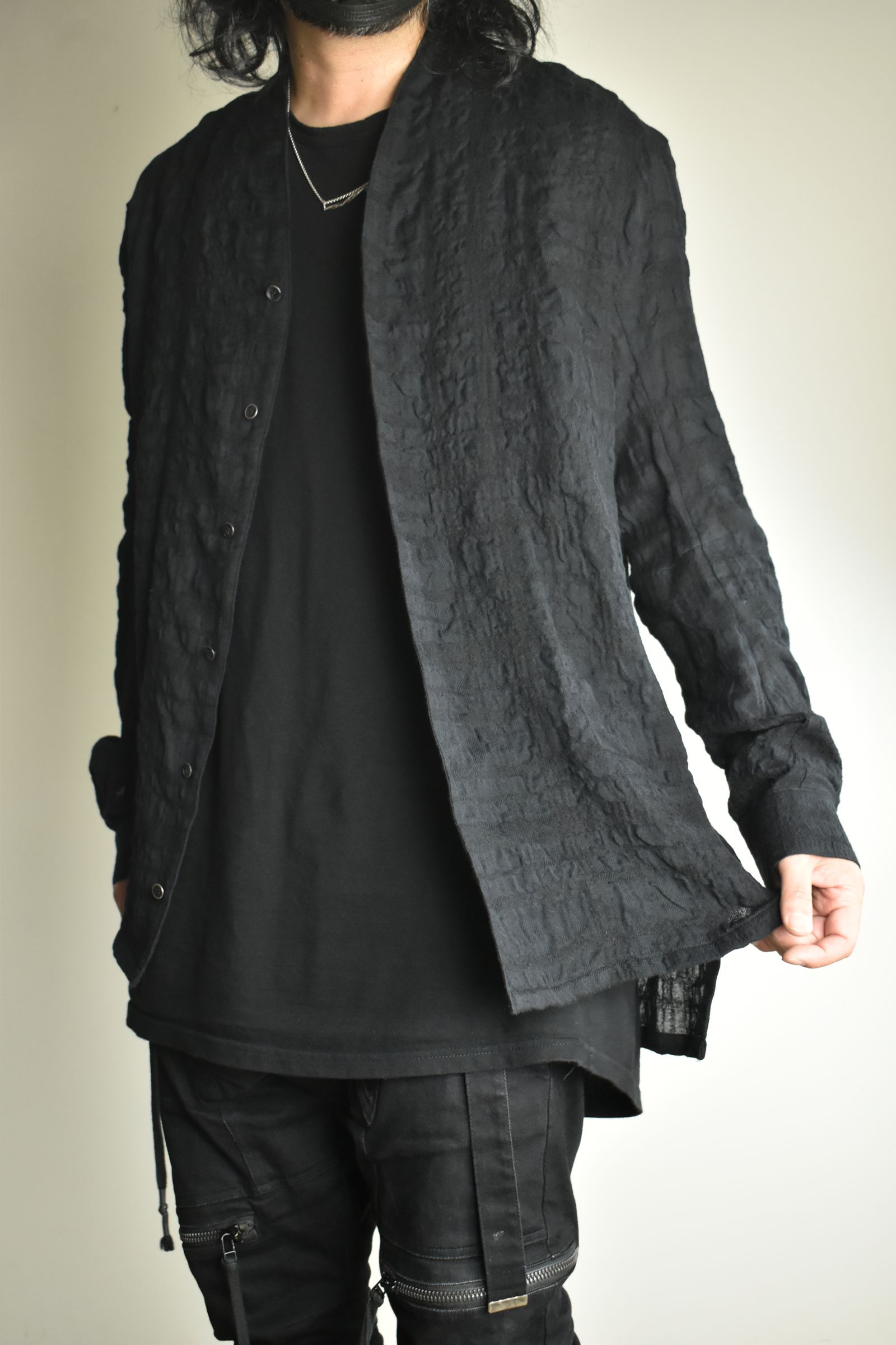 Shadow Check Shawl Collar Shirt"Black" / シャドウチェックショールカラーシャツ"ブラック"