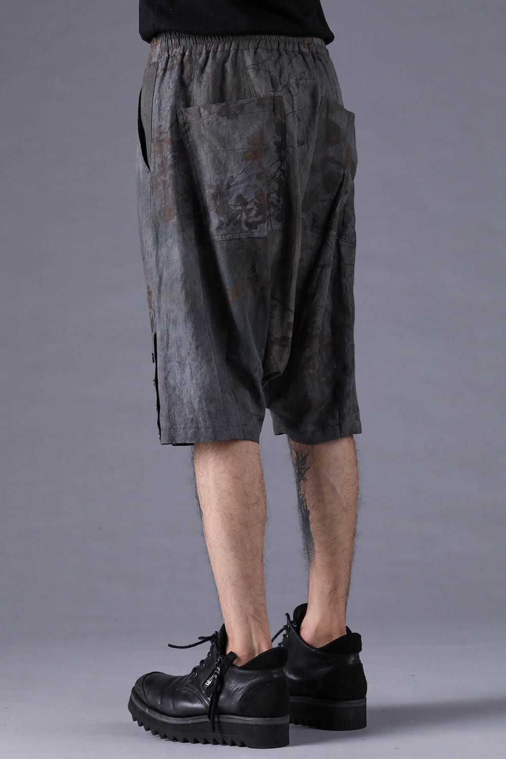 《2027SS先行予約分》Inkjet-Printed Sarrouel Shorts"Charcoal" / インクジェットプリントサルエルショーツ"チャコール"