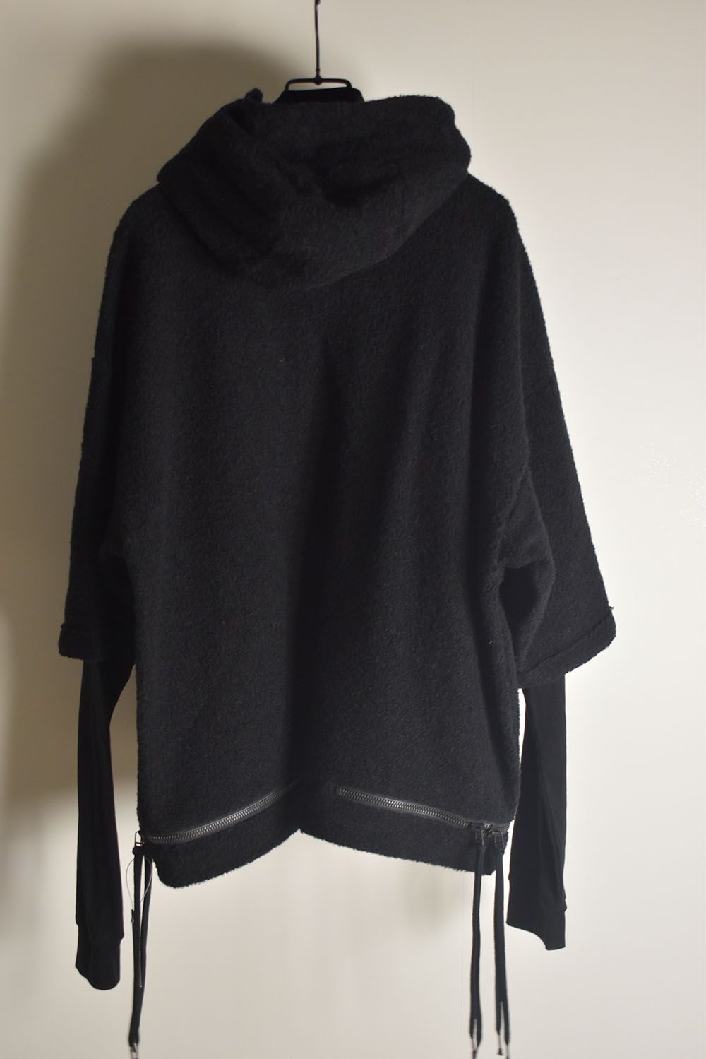 Loop Knit Oversized Layered Hooded Pullover"Black" / ループニットオーバーサイズレイヤードフーデッドプルオーバー"ブラック"