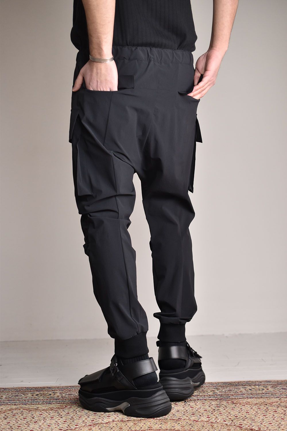 Water Repellent Stretch Cargo Rib Pants"Black"/撥水ストレッチカーゴリブパンツ"ブラック"