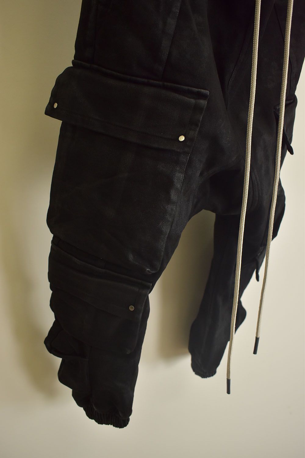 Coating Bonding Sarouel Cargo Jogger Denim"Black" / コーティングボンディングサルエルカーゴジョガーデニム"ブラック"
