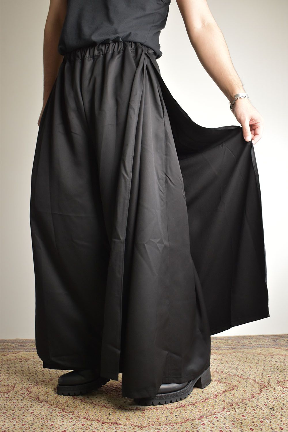 Layerd Slit Hakama Pants"Black" / レイヤードスリット袴パンツ"ブラック"