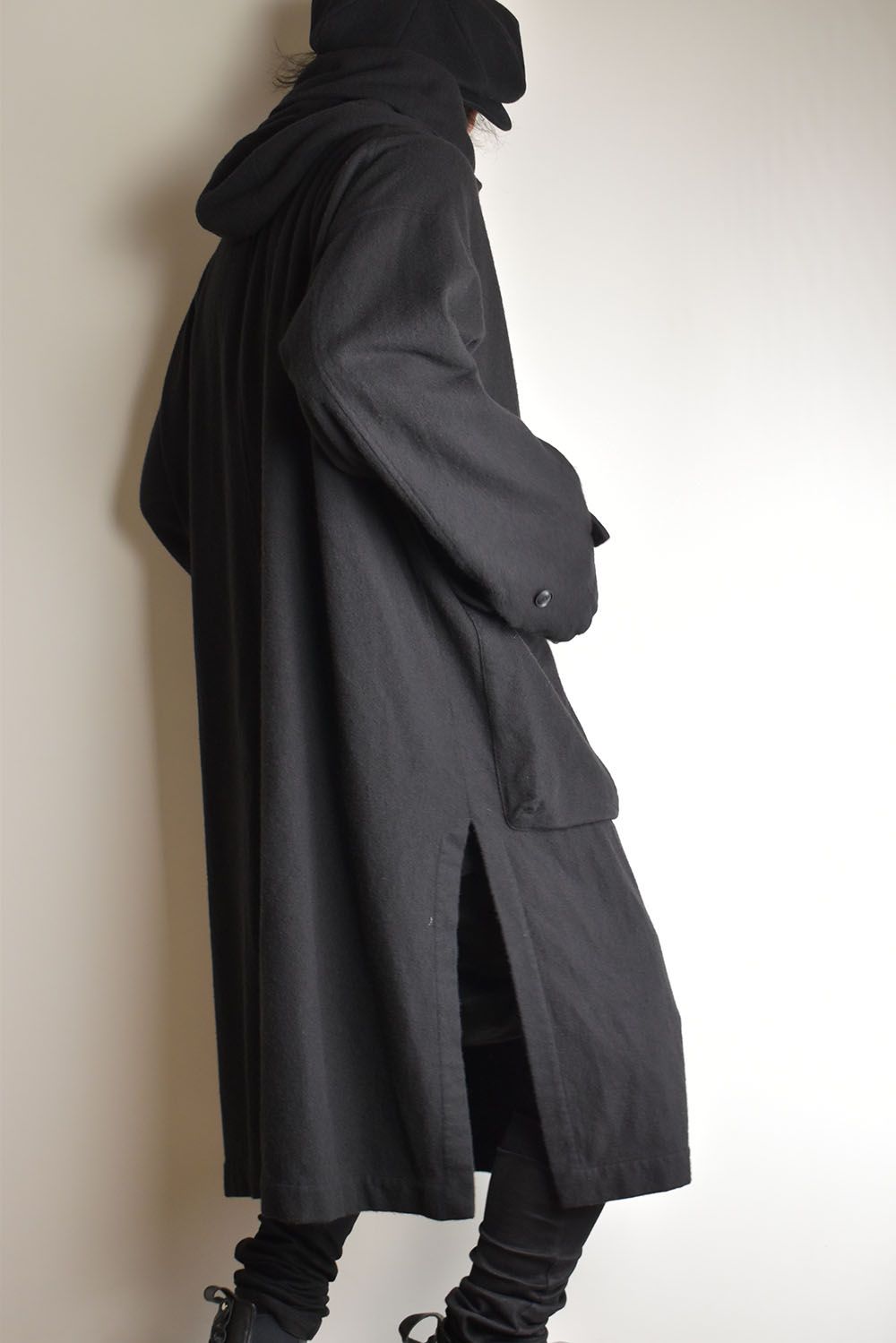 Wool Fulling Product Dyed Coat "Black" / ウール縮絨 製品染めコート"ブラック"