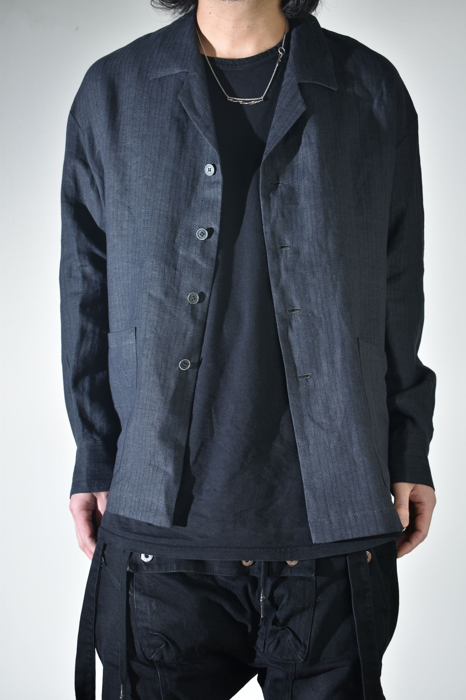 Linen Silk Shirts Jacket"Tuxedo" / リネンシルクシャツジャケット"タキシード"