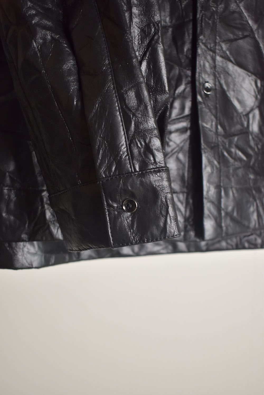 Washer Synthetic Leather Shirts"Black" / ワッシャーシンセティックレザーシャツ"ブラック"