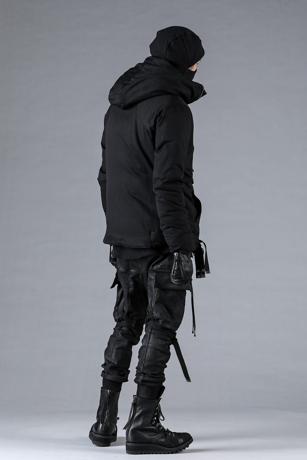 Product-Coated Jersey-Like Denim Cargo Jog Pants"Black" / 製品コーティングジャージーライクデニムカーゴジョグパンツ"ブラック"