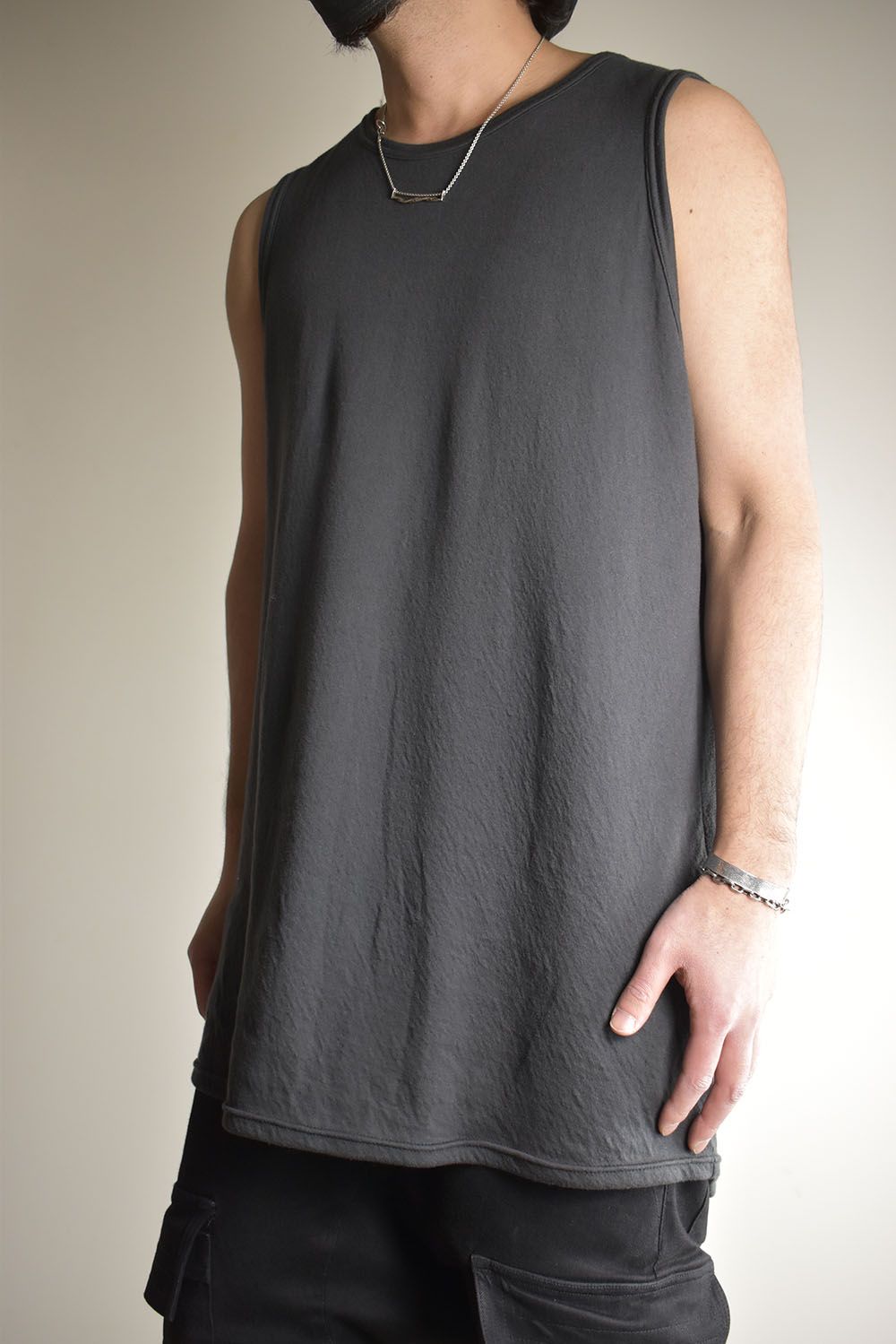 《2025AW先行予約》Double Gauze Long Tank Top"Black / Ivory /Khaki /Grey /D.Grey" /ダブルガーゼロングタンクトップ"ブラック/アイボリー/カーキ/グレー/ダークグレー"