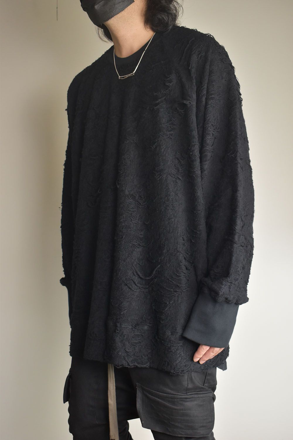 Damage Pile Dolman Top"Black" / ダメージパイル ドルマントップ"ブラック"